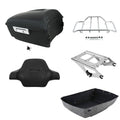 Matte Black King Trunk Backrest Rack Mount Fit For Harley Touring Glide 2014-26