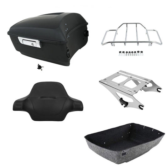 Matte Black King Trunk Backrest Rack Mount Fit For Harley Touring Glide 2014-26