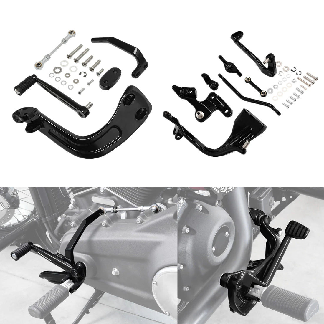 Black Mid-Controls Shift Brake Side Fit For Harley Sport Glide Fat Bob 2018-2025