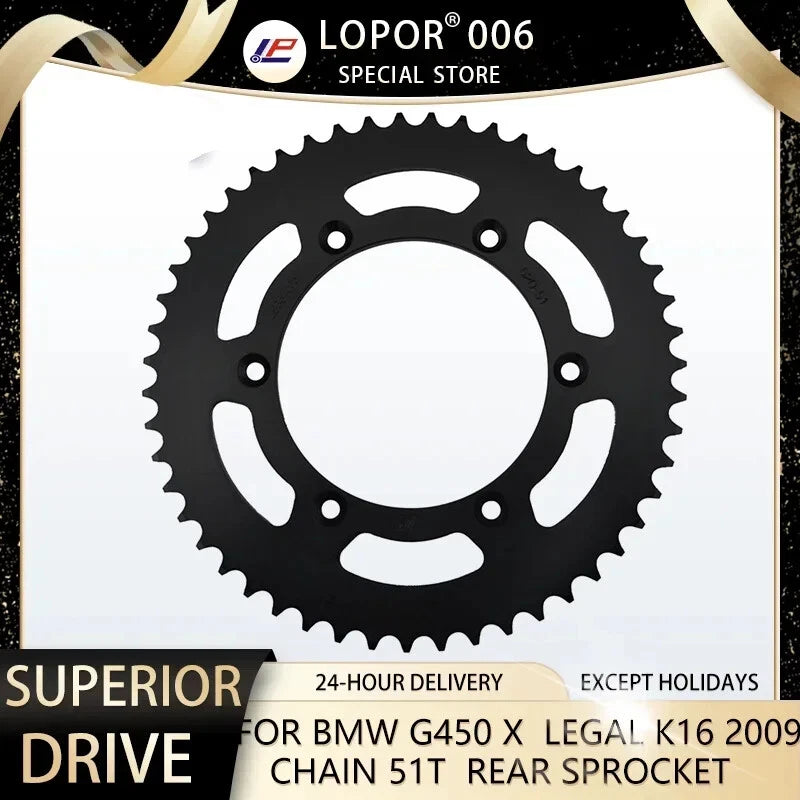 Motorcycle Parts 520 Chain 51T Rear Sprocket For BMW G450 X Street Legal K16 09