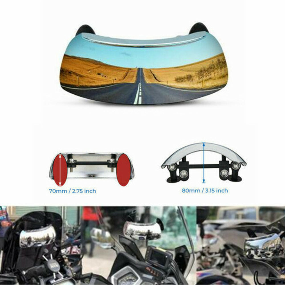 180 Degree Motorcycle Blind Spot Mirror Rear View Mirror Anti Glare Wide Angle