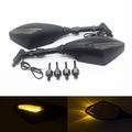 Matte Black LED Turn Signal Rearview Side Mirrors For Honda Suzuki Cruiser