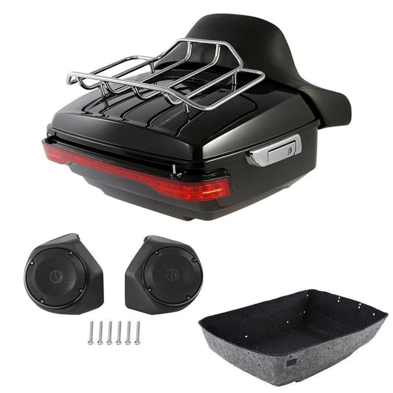King Trunk Backrest Rack LED Light Speakers Fit For Harley Electra Glide 14-2026