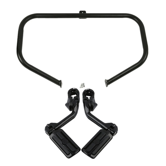 Black Engine Guard Highway Crash Bar Footpegs Fit For Harley Road King 1997-2008