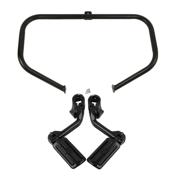 Black Engine Guard Highway Crash Bar Footpegs Fit For Harley Road King 1997-2008