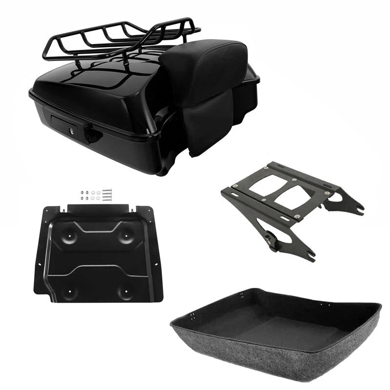 Chopped Trunk Backrest Mount Rack Plate Fit For Harley Cvo Street Glide 2014-26