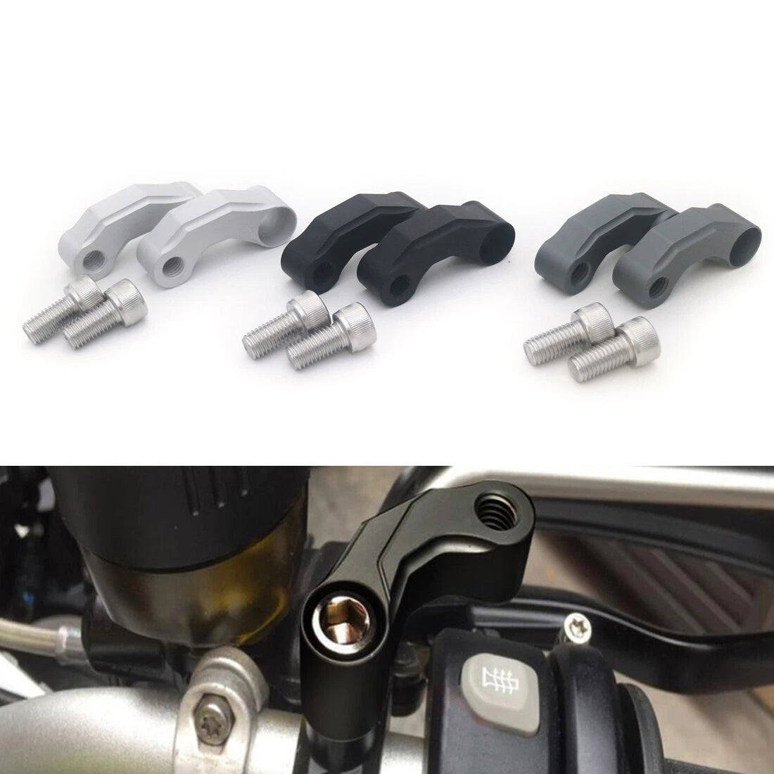 10mm Handlebar Mirror Mount Riser Extender Extension Adapter For BMW R1200GS