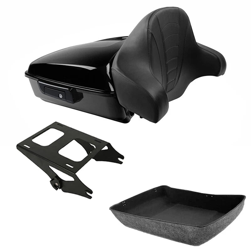 Black Chopped Trunk Backrest Mount Rack Fit For Harley Touring Road Glide 14-26