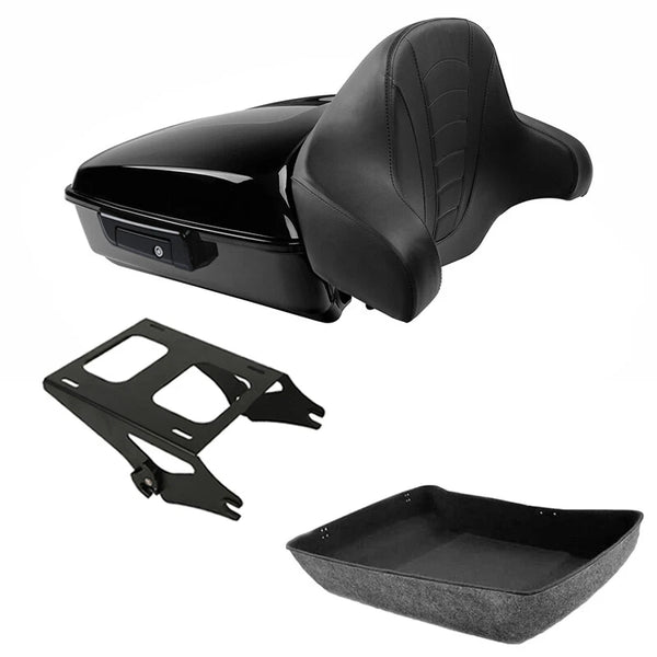 Black Chopped Trunk Backrest Mount Rack Fit For Harley Touring Road Glide 14-26