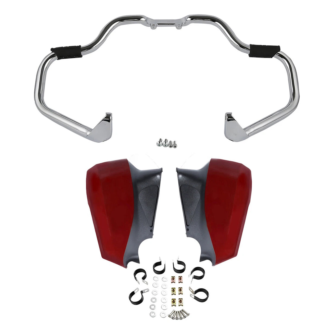 Chrome Mustache Engine Guard Bar Lower Fairings Fit For Indian Chieftain 14-18