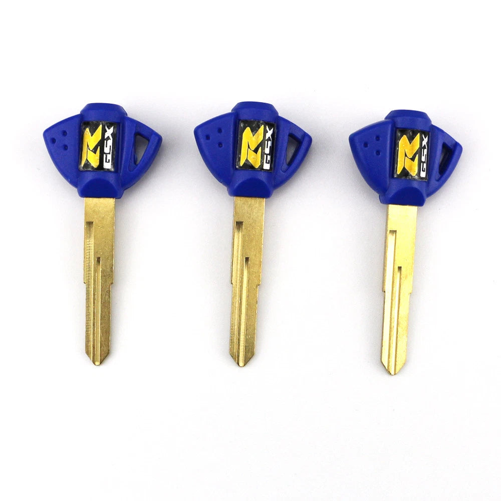 3 PCS Blue Blank Key Uncut Blade For Suzuki GSXR GSX-R600 GSX-R750 GSX-R1000