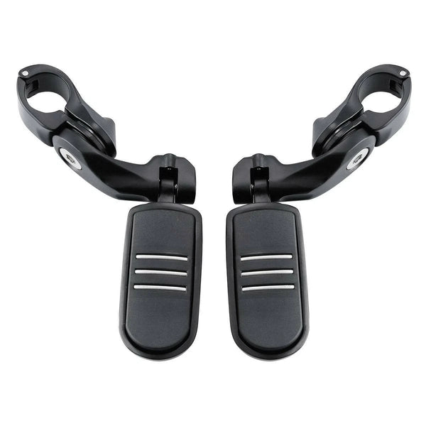 1-1/4" Matte Black Short Angled Engine Guard Bar Footpeg Foot Pegs Mount Clamps