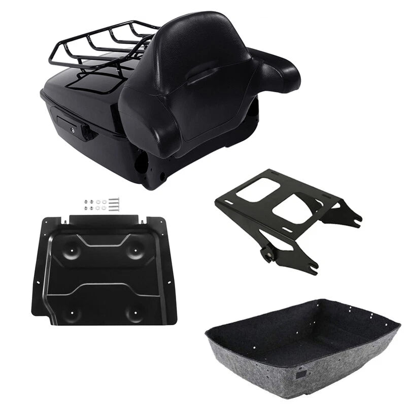 King Trunk Backrest Plate Mount Rack Fit For Harley Touring Street Glide 14-2026