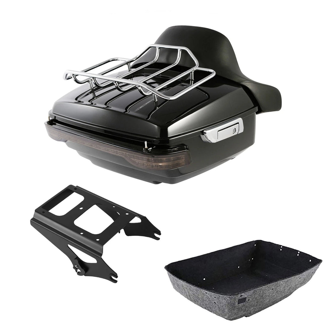 King Trunk Luggage Backrest Tail Light Rack Mount Fit For Harley Touring '09-13