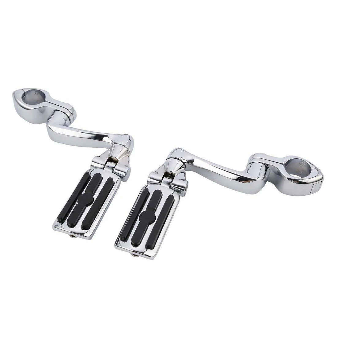 Chrome Long Highway Foot Pegs Fit For Harley Street Electra Glide 1-1/4" Bars