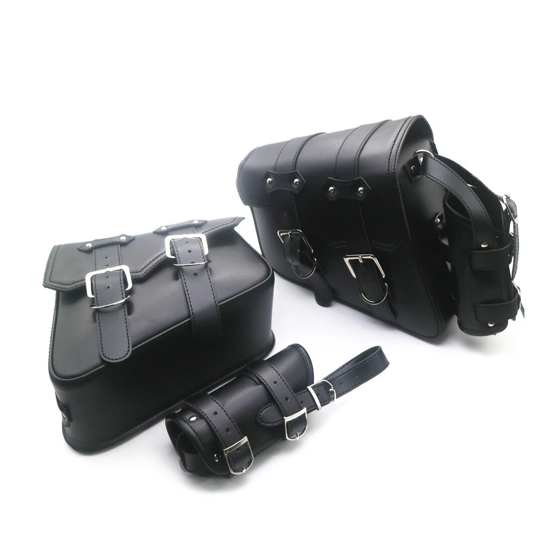 Black Saddlebag Saddle Bag With Water Bottle Holder For Harley Sportster XL883