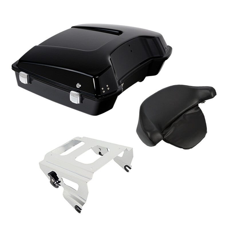 Black Razor Trunk Backrest Pad Solo Mount Rack Fit For Harley Road Glide 2009-13