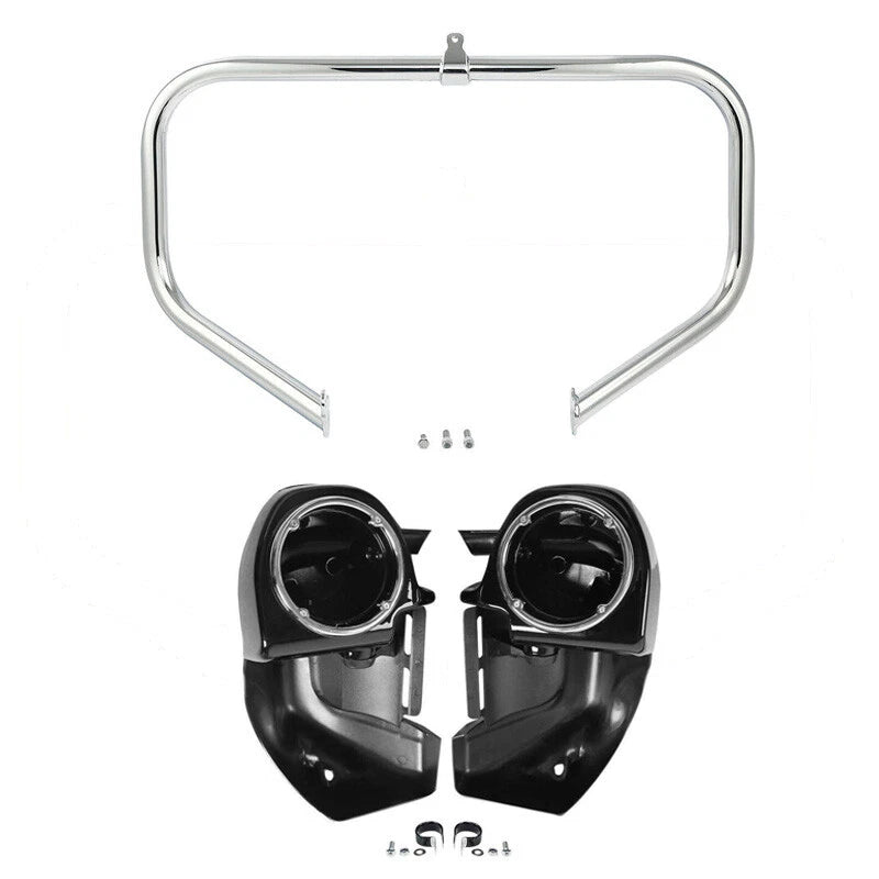 Lower Vented Fairing Speaker Pod Engine Crash Bar Fit For Harley Touring 2009-13