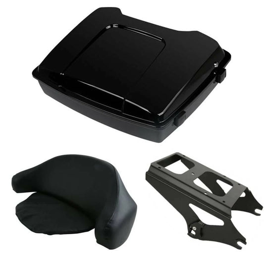 Black Razor Trunk Backrest Mount Rack Fit For Harley Touring 2009-13 12