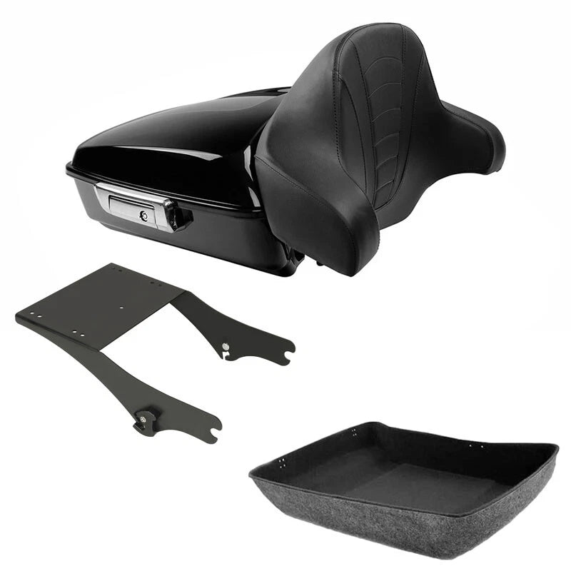 Chopped Trunk Pad Two-Up Mount Rack Fit For Harley Touring Electra Glide 97-08