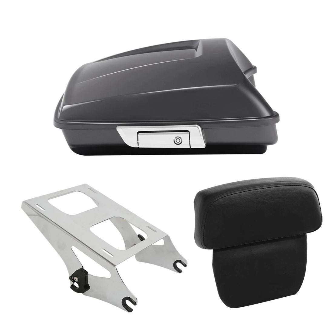 Razor Trunk W/Pad+Mount Rack Fit For Harley Touring 14-25 Gauntlet Gray Metallic