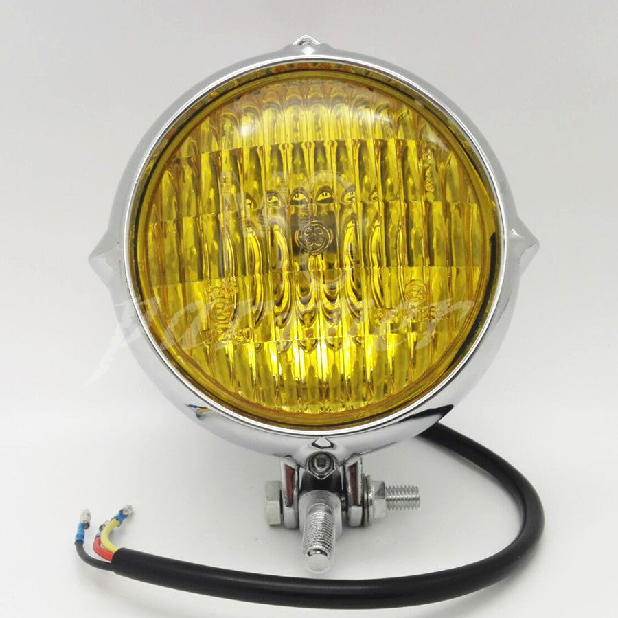 Chrome Polish Headlight Lamp Amber Lens For Harley Sportster Bobber Chopper