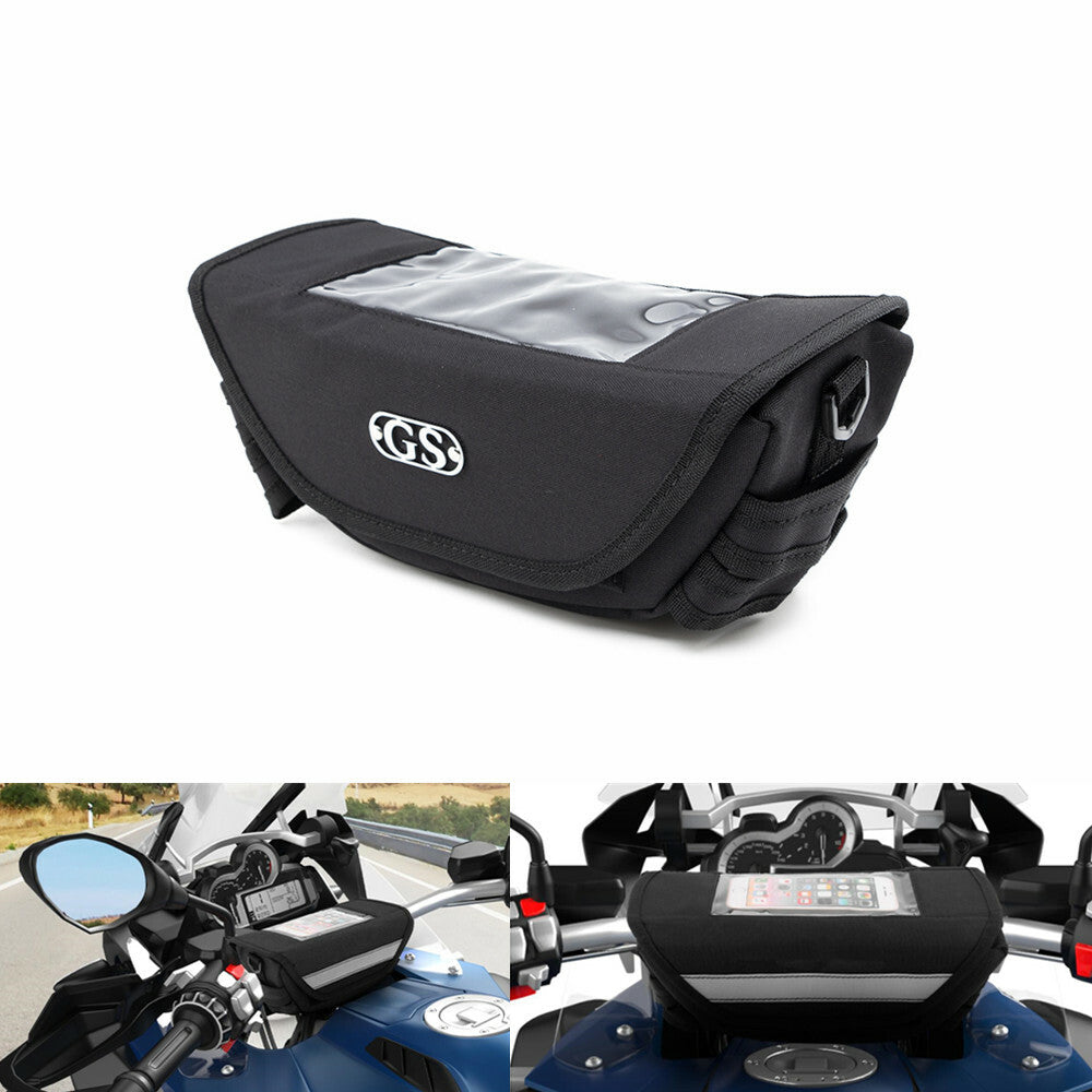 Black Handlebar Waterproof Travel Bag Navigation Bag For BMW R1200GS R1250GS Adv