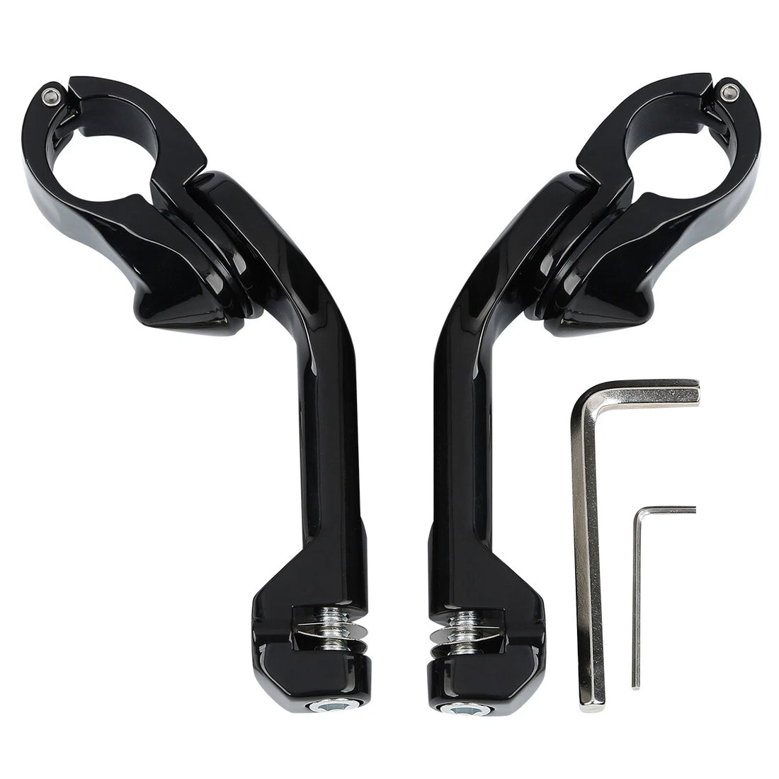 1.25" 32mm Gloss Black Highway Long Angled Peg Mount Kit Fit For Harley Davidson