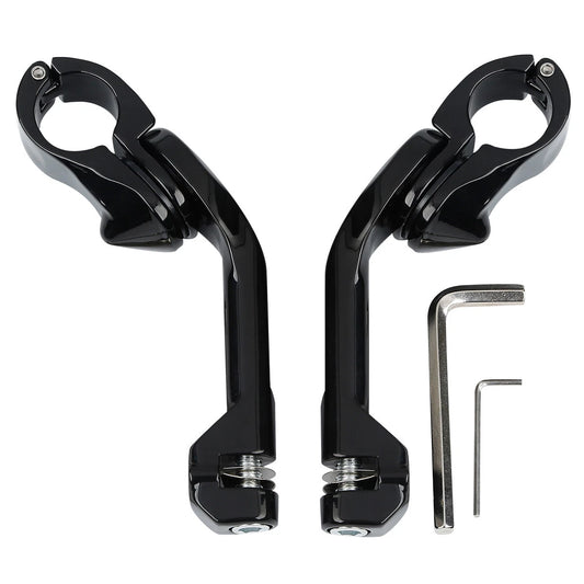 1.25" 32mm Gloss Black Highway Long Angled Peg Mount Kit Fit For Harley Davidson