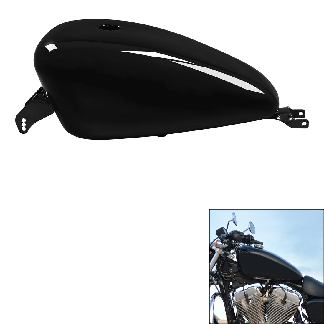 Gloss Black 3.7Gal. 14L Gas Fuel Tank Fit For Harley Sportster XL 883 1200 04-06