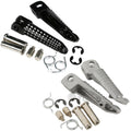 Black/Silver Front Footrest Foot Peg Fit For Kawasaki ZX6R 03-2013 ZX10R 2004-13