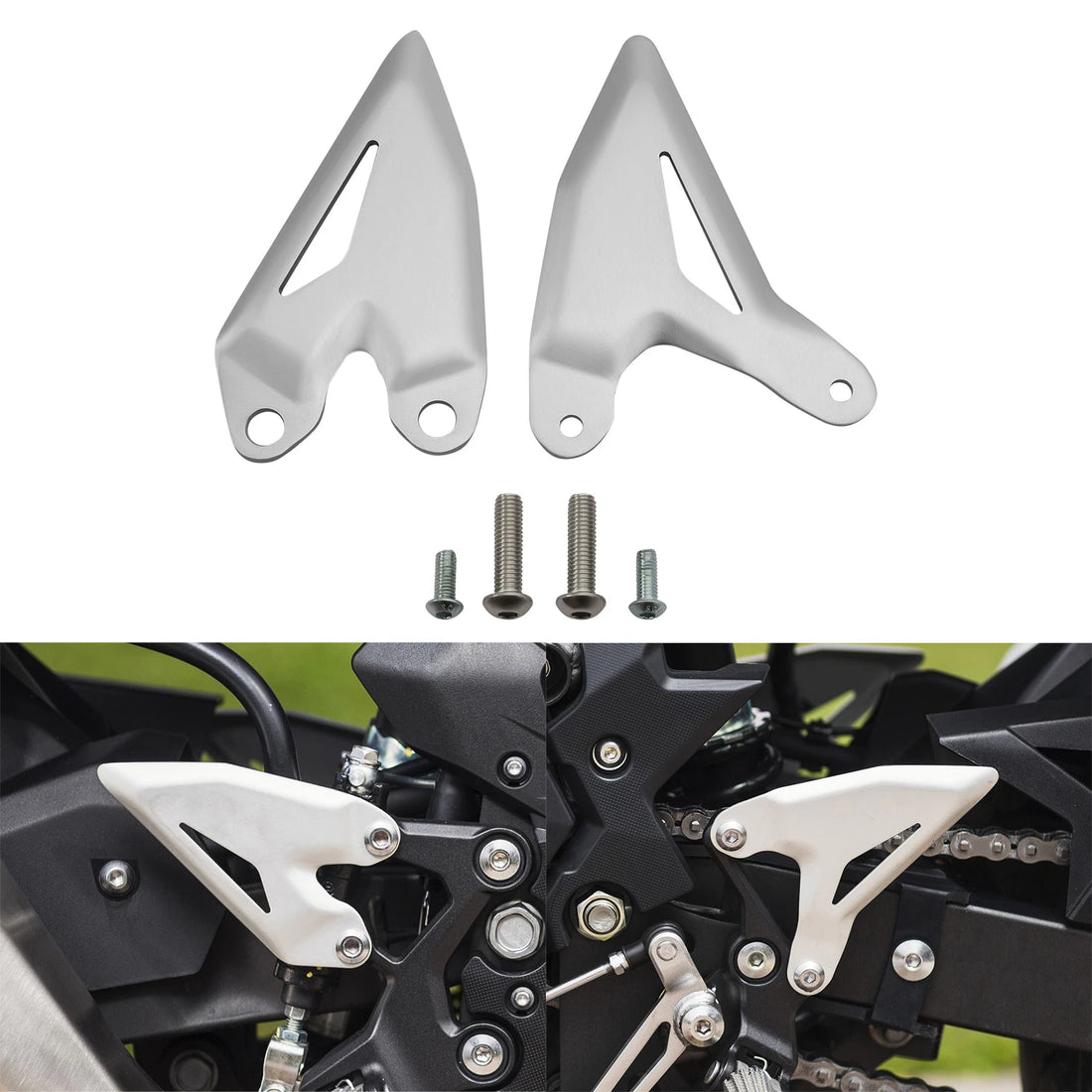 Chrome Driver Foot Pegs Bracket Fit For Kawasaki Ninja 400 2018-2024 Z400 19-24