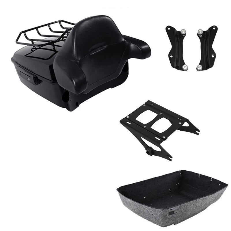 Black King Trunk Backrest Mount Rack Docking Fit For Harley Touring Flht 2014-26