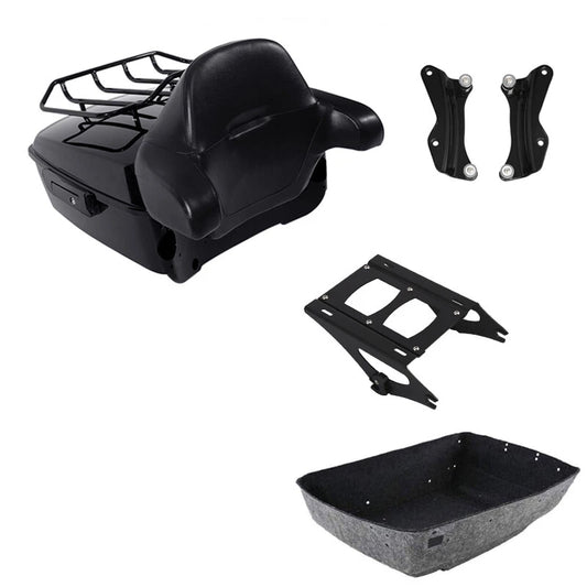 Black King Trunk Backrest Mount Rack Docking Fit For Harley Touring Flht 2014-26