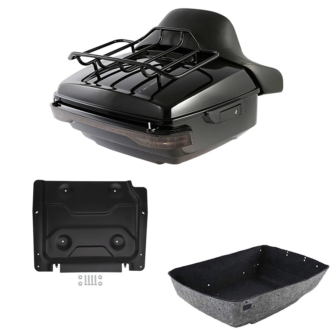King Trunk Pad Rack LED Tail Light Plate Fit For Harley Cvo Road Glide 2014-2026