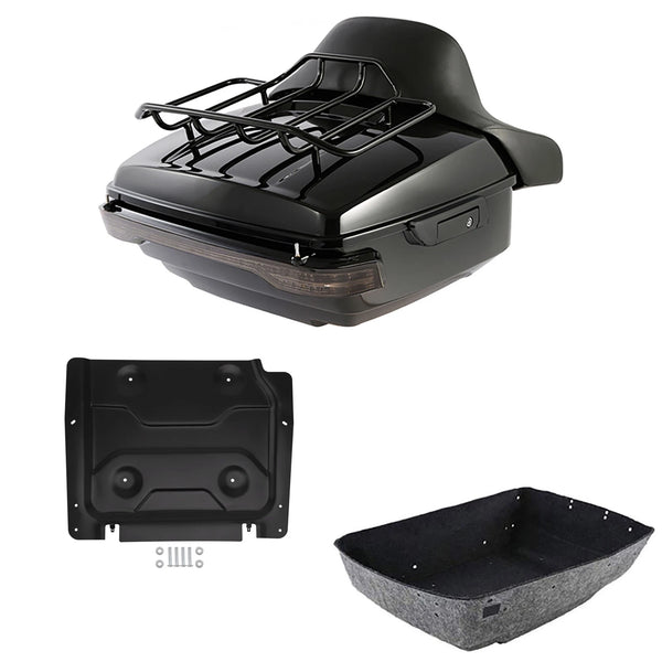King Trunk Pad Rack LED Tail Light Plate Fit For Harley Cvo Road Glide 2014-2026