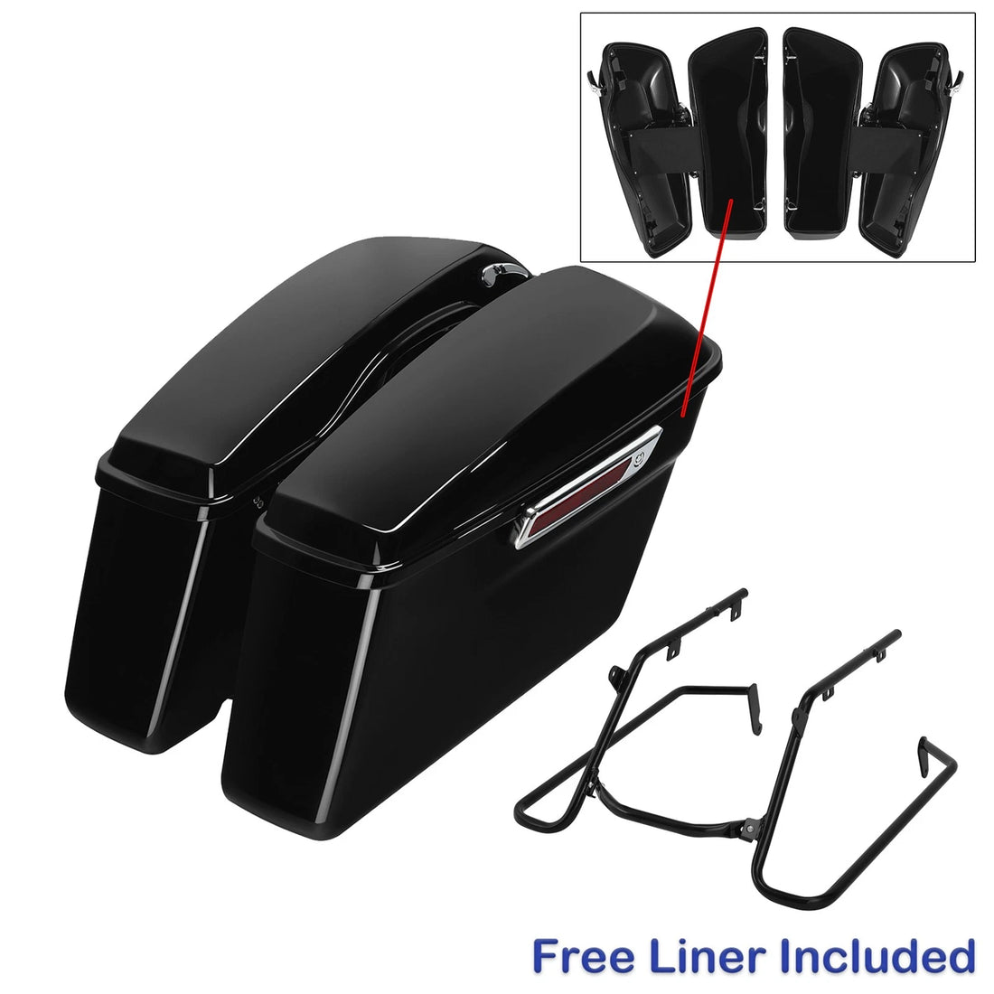 Saddlebags Saddle Bag & Conversion Bracket Fit For Harley Fat Boy Breakout 18-25