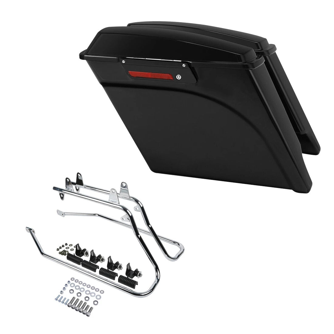 5" Stretched Hard Saddle Bags Chrome Bracket Fit For Harley Softail Fatboy 84-17