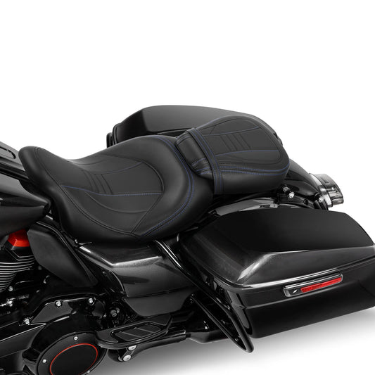 Fit For Harley Touring Street Glide Low-Profile Seat Blue Stitch 2009-2023