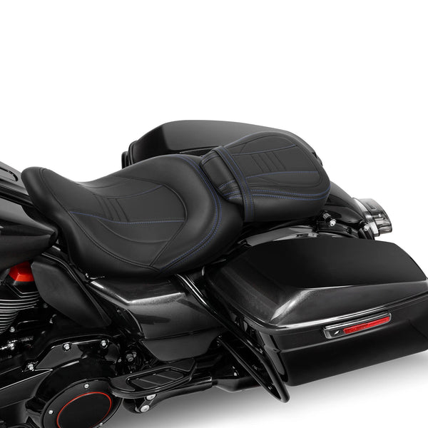 Fit For Harley Touring Street Glide Low-Profile Seat Blue Stitch 2009-2023