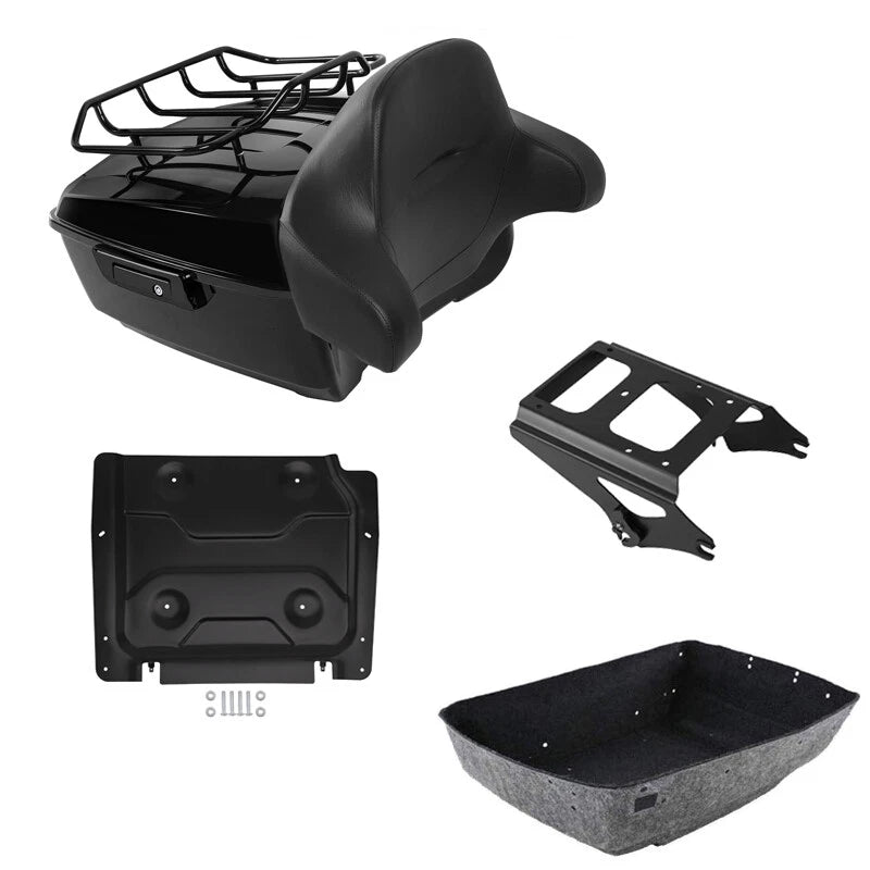 King Trunk Backrest Mount Rack Plate Fit For Harley Touring 2009-2013 Black