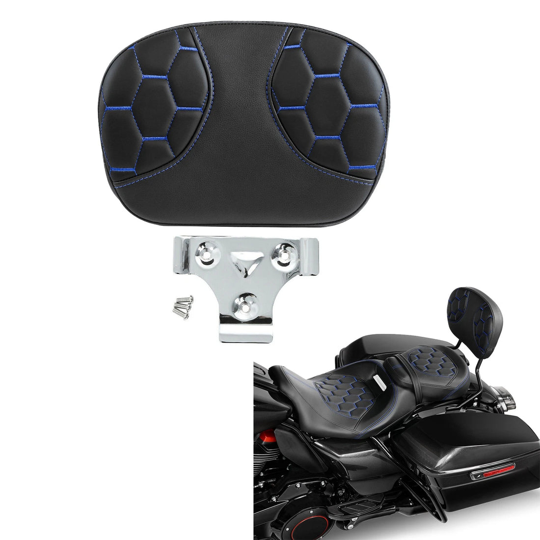 Fit For Harley Touring Backrest Back Rear Passenger Sissy Bar Pad
