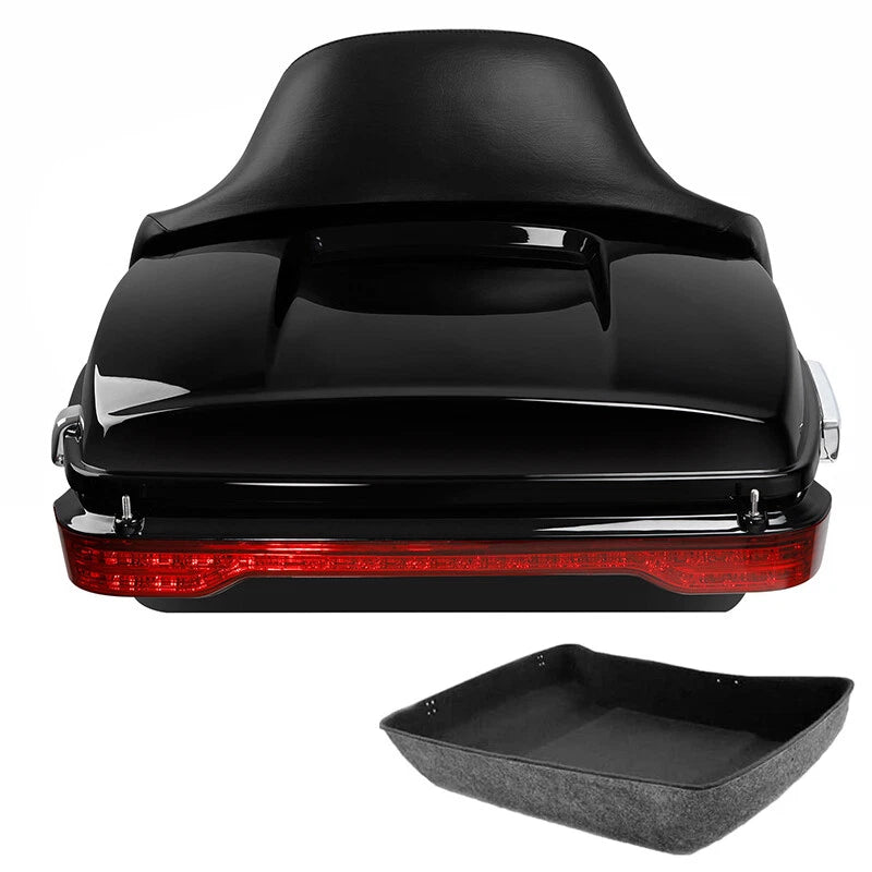 Chopped Trunk Pad Backrest LED Tail Light Fit For Harley Road King Glide 14-2026