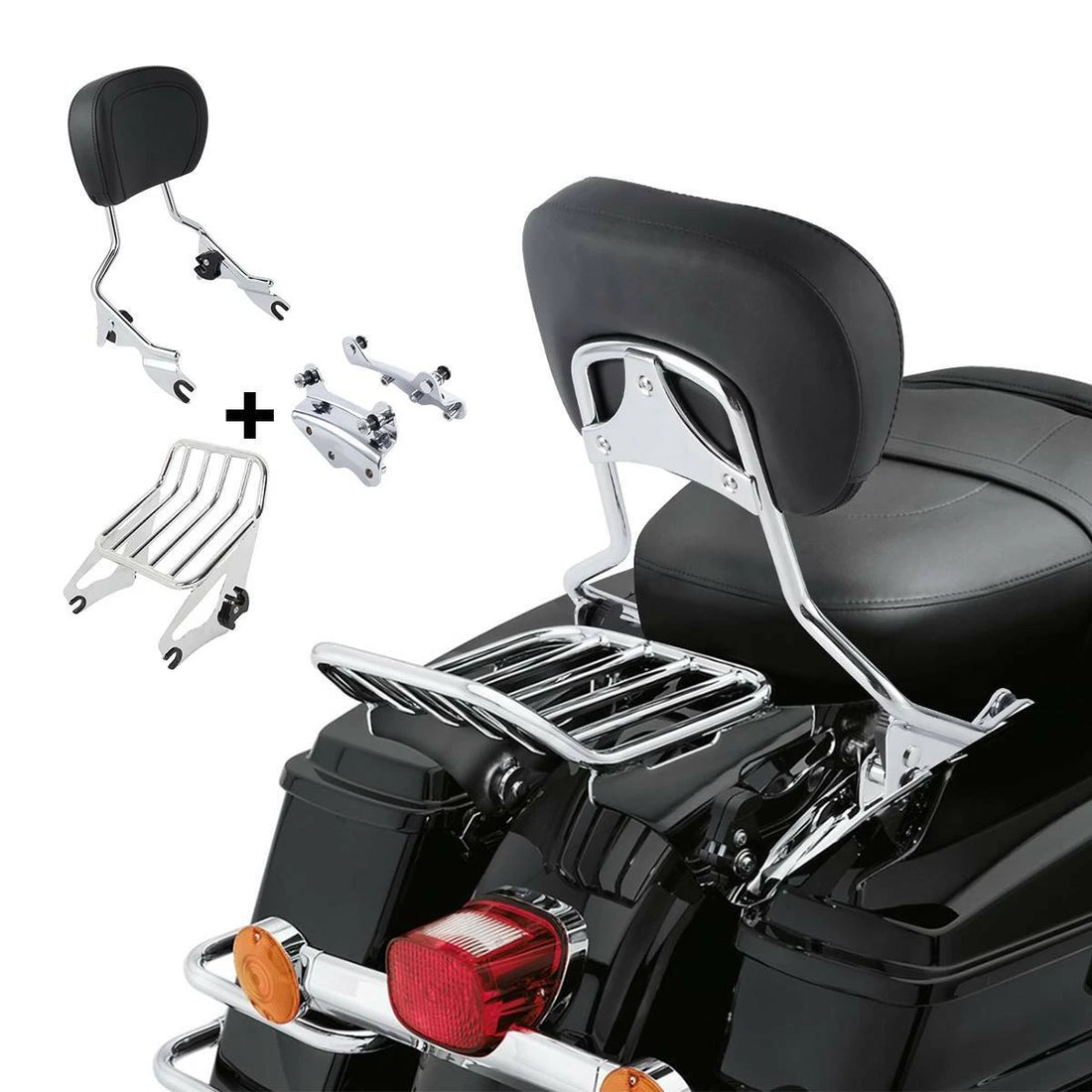 Sissy Bar Backrest Luggage Rack Docking Kit Fit For Harley Touring 09-13 Chrome