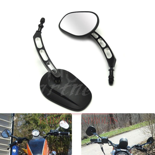 Black Edge Cut Rearview Mirror For Harley Sportster Softail Touring Dyna Glide