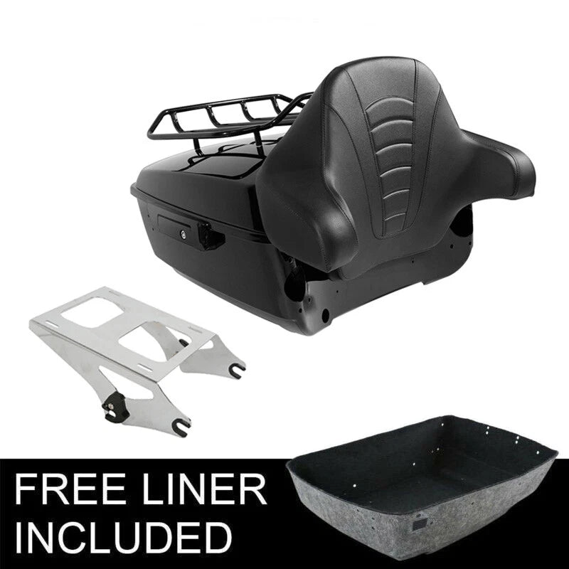 King Trunk Backrest Pad Mount Rack Fit For Harley Touring Electra Glide 2014-26