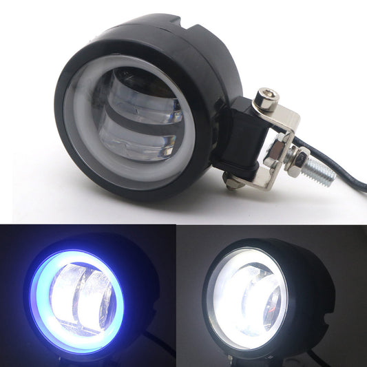 Black Round LED Passing Spot Fog Light Blue Angel Eye Halo Ring For Honda harley