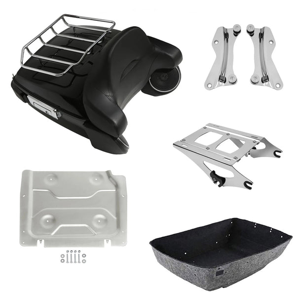 King Trunk Backrest Rack Speaker Light Mount Plate Fit For Harley Touring '14-26