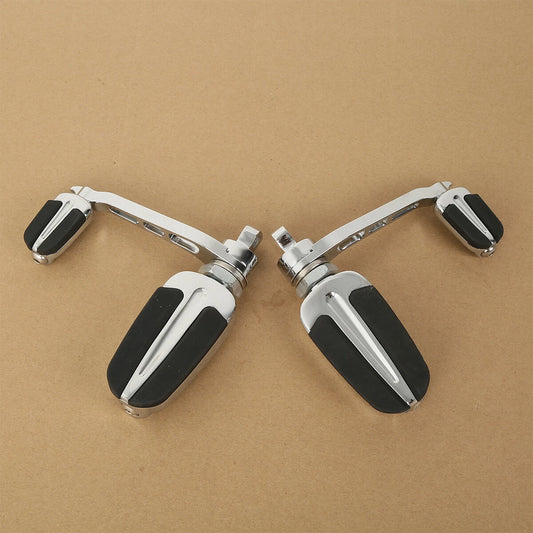 Chrome Slipstream Foot Pegs W/Heel Rest Fit For Harley Softail Dyna Sportster XL