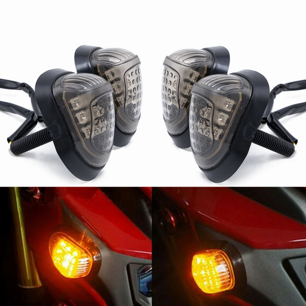 4x 12V Amber Motorcycle 9 LED Flush Mount Turn Signals Indicators Blinker Light